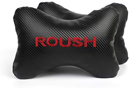 2Pcs Leather Carbon Fiber Leather Sport Car Seat Roush Neck Rest Pillow Foam Headrest Travel Cushion Travel Sleeping Cushion for Mustang F150