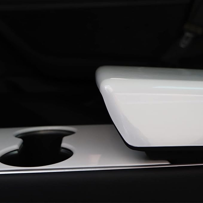 White Armrest Cover for Tesla Model 3 Model Y 2017-2023 Car Center Console Armrest Pad Trim Cover Arm Rest Box Cushion Console Protector Interior Accessories
