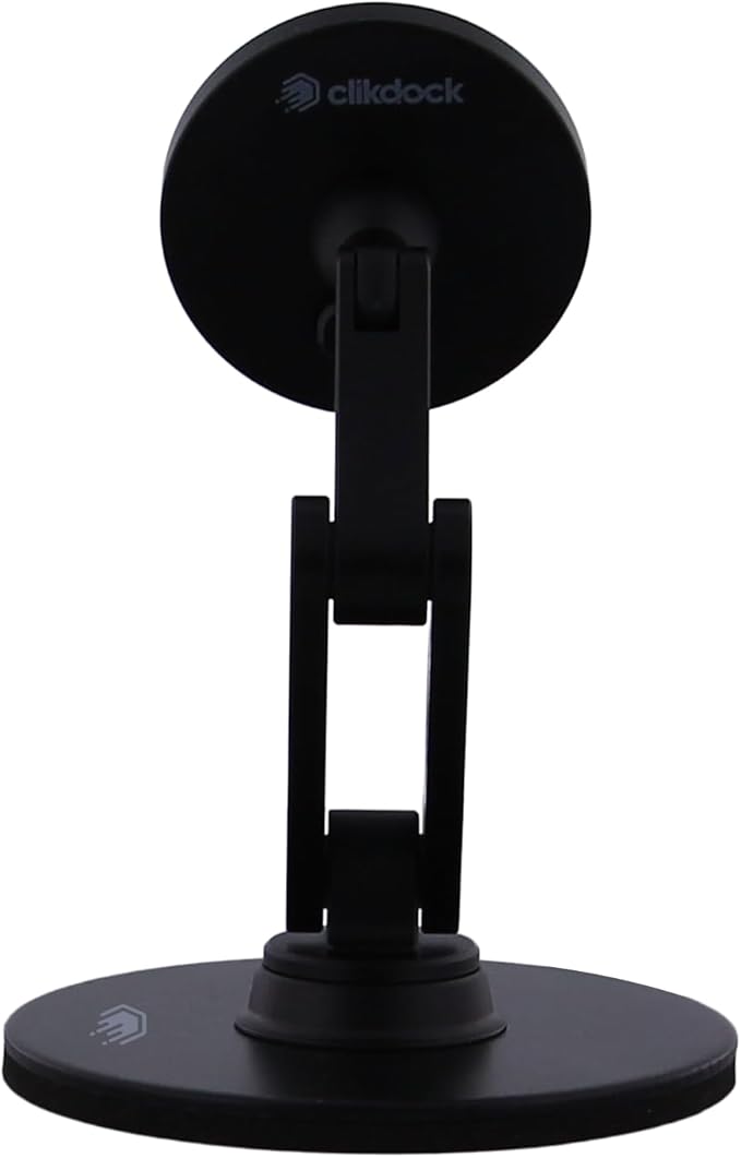 ClikDock Cell Phone Magnetic Wireless Charger Stand, 360° Spin, Aluminum Construction, Compatible with MagSafe Phones for iPhone & Andriod (Black)