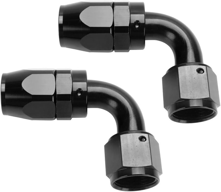 LokoCar 12AN Hose End Fitting 90 Degree Swivel For CPE Braided Hose Black 2Pcs