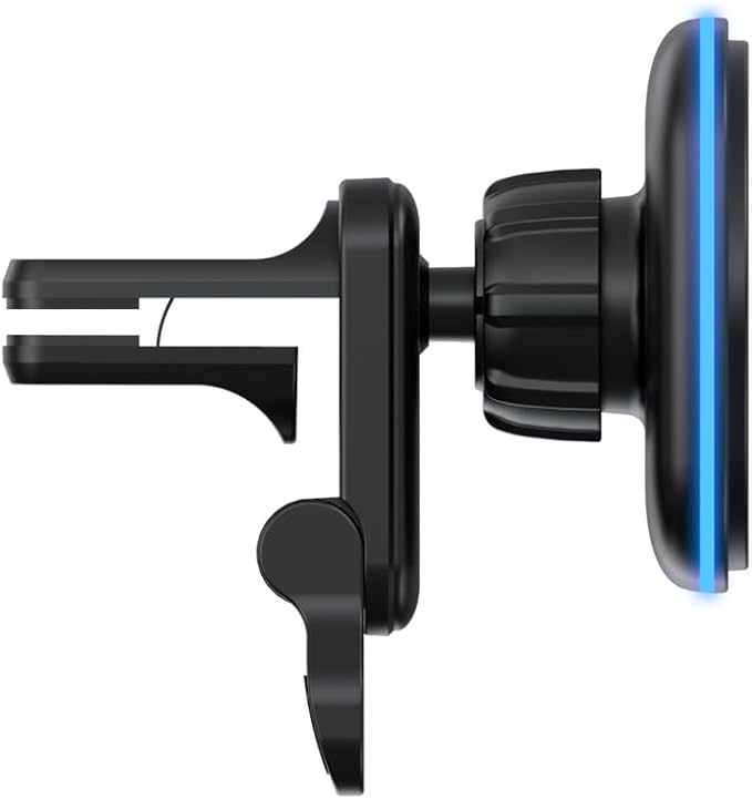 Car Phone Mount – 15W Magnetic Wireless Charger for 12-15 Series, Reliable and Efficient Wireless Charging Phone Holder(Black with Blue Light)