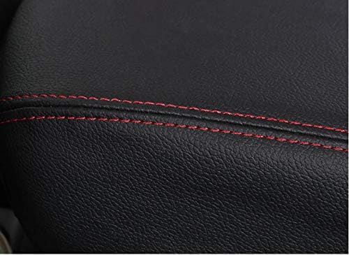 Nicebee Leather Center Console Armrest Cushion Pad Guard Cover for Jeep Wrangler JL 2018+ (Black/Red Line)