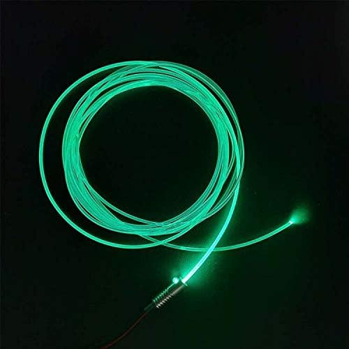 3mm 5meters/16ft PMMA Optic Fiber Cable Side Glow with 12V 1.5W LED Aluminum Illuminator Light Source for Home Car DIY (Green)