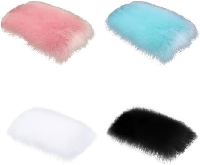 Center Console Cushion Pad Armrest Pad, Furry Armrest Cover, Car Interior Accessories, Blue
