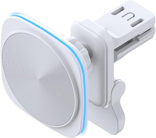 Car Phone Mount – 15W Magnetic Wireless Charger for 12-15 Series, Reliable and Efficient Wireless Charging Phone Holder (White with Blue Light)