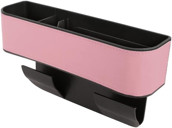 JEYODA Car Seat Gap Filler Organizer, Car Organizer Front Seat, Auto Console Side Storage Box with Cup Holders，Car Organizers and Storage for Holding Phone, Sunglasses, Wallet 1PC(pink)