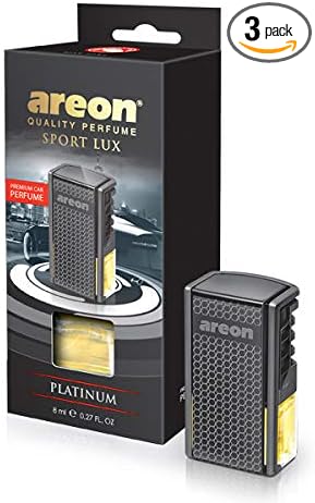 AREON AC03 Car Perfume Luxury and Elegant 0.27 oz Vent Clip Car Air Freshener, Platinum Scent (Pack of 3)