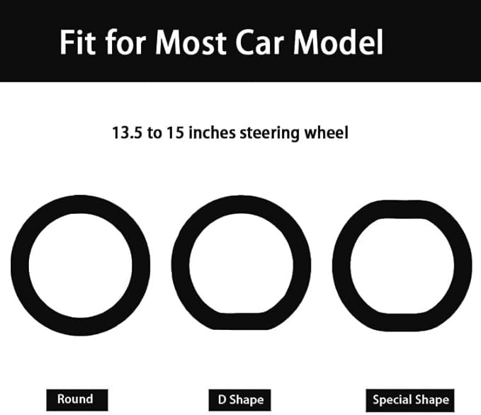 Universal Black Car Steering Wheel Cover: RPKEY 13.5 to 15 inches Silicone Steering Cover Compatible with Most Car Models Including Round D Shape