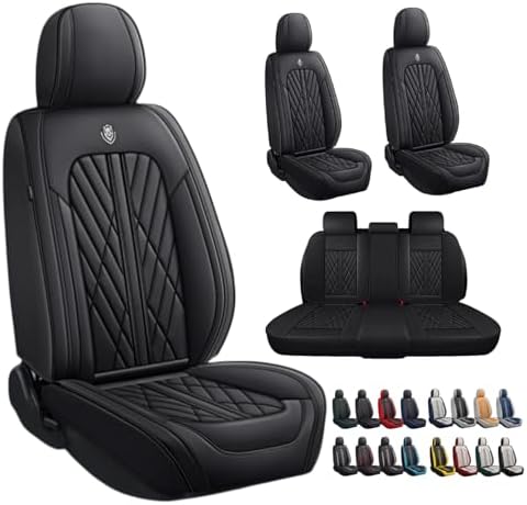 Premium Nappa Leatherette Car Seat Cover Set Custom Fit for Honda CR-V CRV 2000-2023 2024 2025 2026 Water-Proof Breathable Faux Leather Seat Cushion Protectors (Full Set 5 Seats,Black)