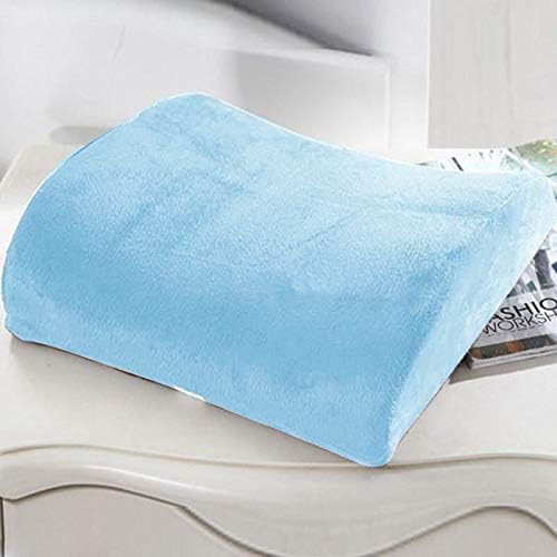 Bookishbunny Comfortable Ergonomic Memory Foam Back Lumbar Support Cushion for Chairs Car Office Home with Removable Soft Velvet Cover (Light Blue)