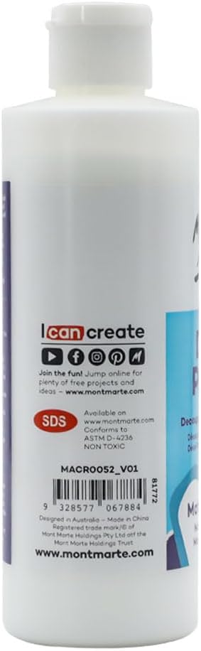 Mont Marte Deco Pudge Craft Varnish Signature 236ml (8 US fl.oz) – Matte, Multi-Purpose Clear Craft Sealer, Varnish and Decoupage Glue, Ideal for Acrylic Paints, Paper, Wood, Ceramics, Fabrics, Clay