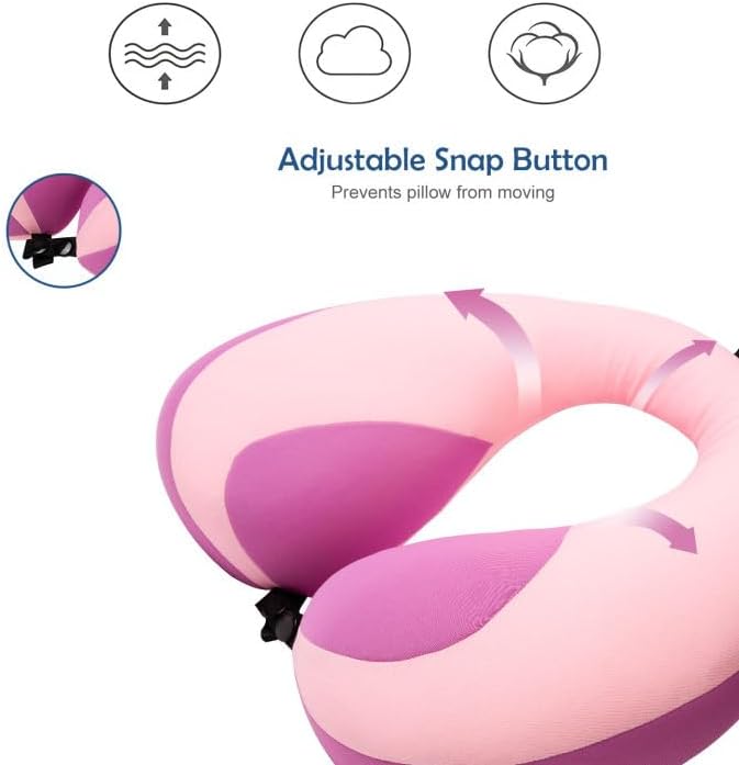 MOOB Kids Travel Neck Pillow Traveling Gifts for Toddler & ChildrenToddler Neck Pillow for Carseat & Airplane, Kids Travel Pillow Light Pink