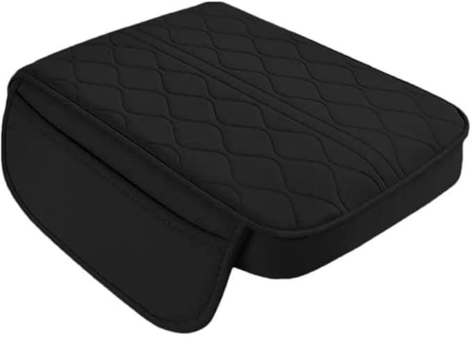 OUTMX Car Center Console Cushion for Lexus NX 350 2022-2025, Nappa Leather Memory Foam Armrest Cover with Side Storage Pockets, Auto Elbow Support Pad 1pc,Black