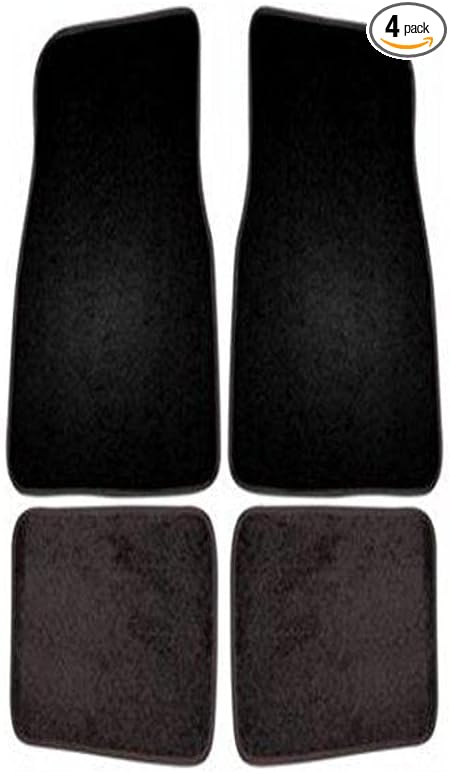 Custom Accessories Universal Carpet Floor Mats for Cars, Trucks, and SUVs, No-Trim Fit for Easy Installation, Anti-Slip Backing, Easy to Clean, Black (4-Piece)
