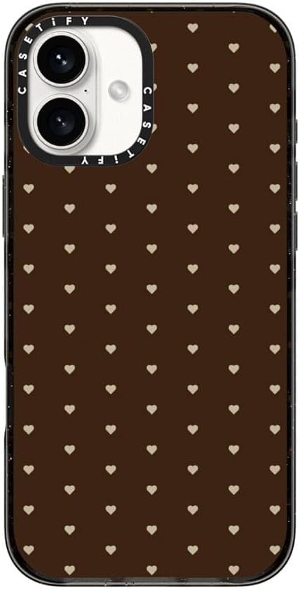 CASETiFY Impact Case for iPhone 16 Plus [8.2ft 4X Military Grade Drop Protection/Compatible with Magsafe] - Choco Dots - Clear Black