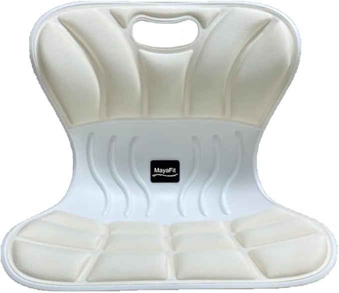 Ergonomic Lumbar Support Cushion, Cream, 460mm x 440mm x 340mm, Large, for Office Chairs & Car Seats, Posture Correction, Pregnancy Comfort,110-300 lbs Capacity