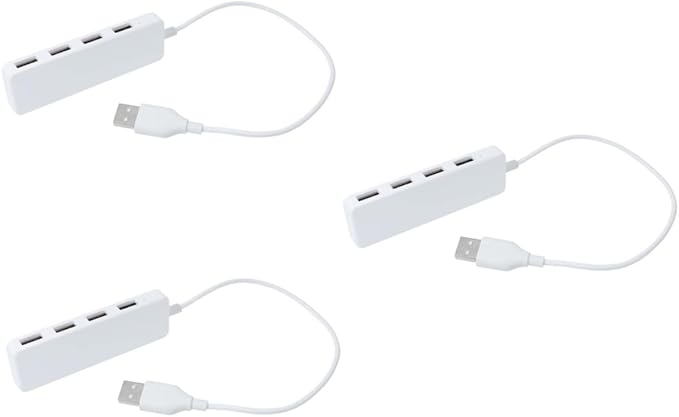 OSALADI 3pcs High- USB Hub Adapter Multi-Device USB Splitter for Laptops and Supports OTG White Play Design Compatible Car and Wall Chargers