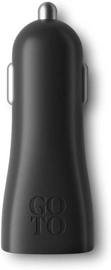 GoTo Dual USB Car Charger, 24W Dual Port Fast USB A for iPhone 13 12 11 Pro max XR Xs SE iPad, Galaxy S21 S20 S10 Plus Ultra Note 20, Pixel 6 5 4, USB-A & USBA Devices, Black
