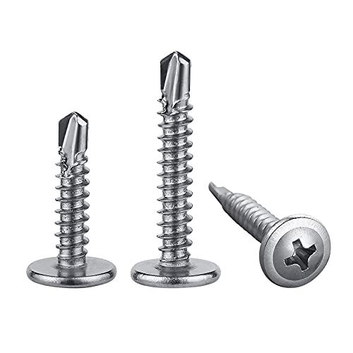 Wensilon（200pcs）#8×1-1/4”for Sheet Metal Self-Tapping Screws 410 Stainless Steel Truss Head High-Strength Quick Tapping Screws
