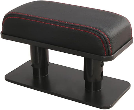 Car Driver Arm Pad Cushion, Car Center Console Elbow Cushion Pad Car Door Armrest Rest Pad Adjustable Height Comfort Universal Fit for Most Car, Black with Red Stitches
