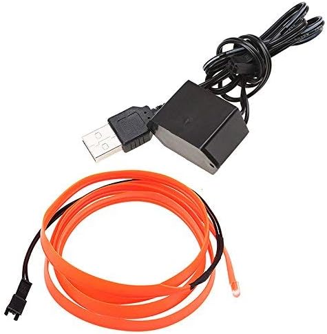 ABALDI USB Neon Light El Wire Glowing Electroluminescent Wire for Xmas Party Decoration with 5mm Sewing Edge 5M/16FT (Orange)