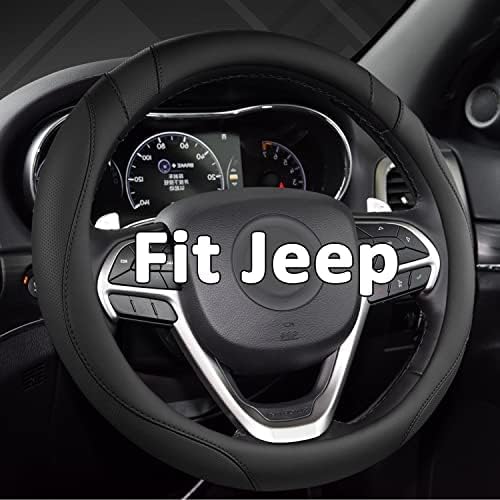 West Llama Customized Auto Car Steering Wheel Cover for Jeep Grand Cherokee,Wrangler,Compass,Gladiator,Cherokee 15-15.5inches(Black-Large Size)