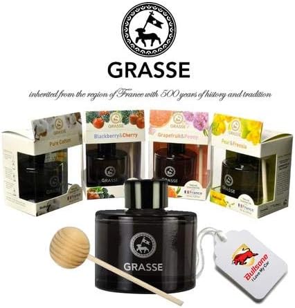 Bullsone Grasse Diffuser, Natural Car Air Fresheners, Luxury Car Perfume - Black Berry & Cherry Scent (2 Pack)