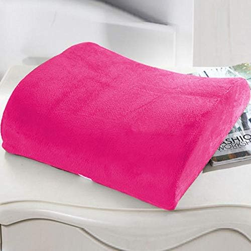 Bookishbunny Comfortable Ergonomic Memory Foam Back Lumbar Support Cushion for Chairs Car Office Home with Removable Soft Velvet Cover (Hot Pink)