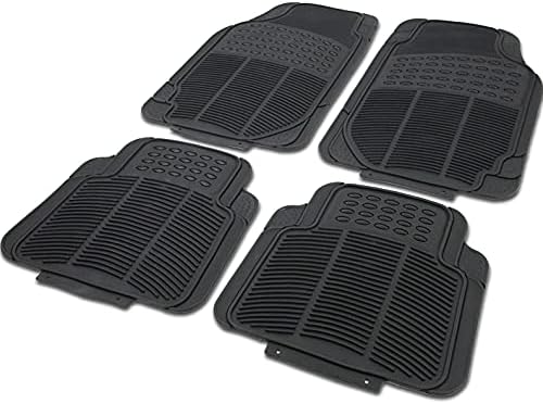 All Weather Rubber Floor Mats Waterproof Front & Rear Carpet 4pcs Heavy Duty Deep Dish Liner Trimmable Edge Customize Universal Fit