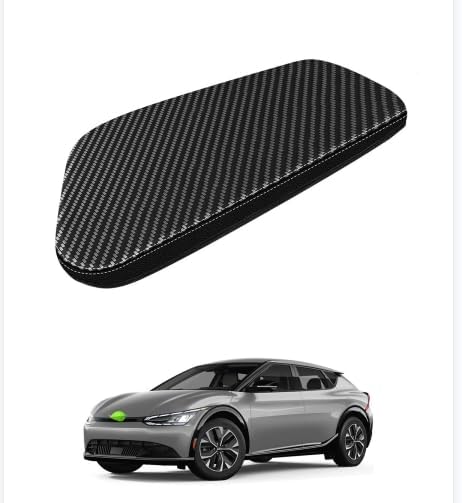 Autorder Center Console Cover for Kia EV6 2022-2025 2026 Accessories Carbon Fiber Armrest Cover Anti-Scratch Middle Console Pad Leather Armrest Protector