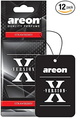 AREON X AXV06 Hanging Best Car Air Freshener Strawberry Scent, Paper Hanging Ornaments, Long Lasting Scent for Car or Home 12 Pack