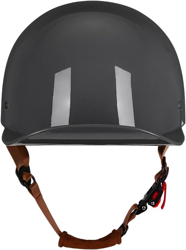 Vintage Retro Open Face Motorcycle Helmet Baseball Cap Half Helmets with pull-down Lens for Men Women Moped Cap Jet Scooter Street Cruiser - DOT Certified (Gray,Medium)