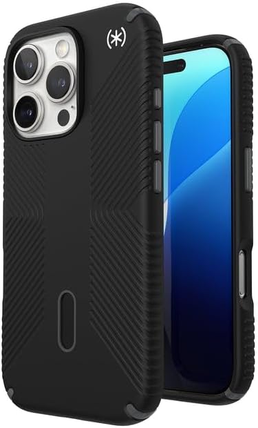 Speck Black iPhone 16 Pro Case MagSafe and ClickLock - Slim Phone Case iPhone 16 Pro - iPhone 16 Pro Phone Case - Presidio 2 Grip - Black/Slate