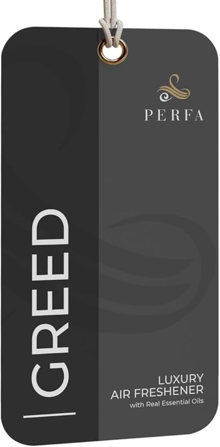 Greed Disposable Card Freshener for Men | Car Scents Air Freshener with Greed Fragrance | Strong Car Perfume Air Freshener with Odour Eliminating Technology | Greed by Perfa