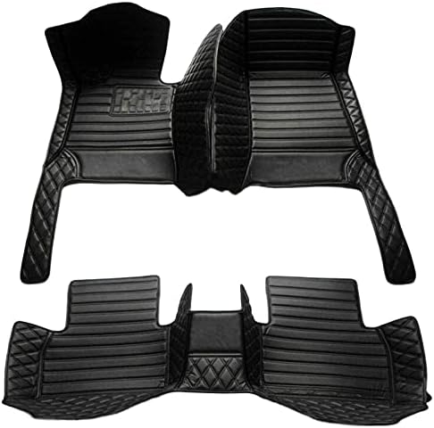 Custom Making Car Floor Mats for 95% Sedan SUV Sports Car Full Coverage Cute Men Women Pads Protection Non-Slip Leather Floor Liners (Black Strips)