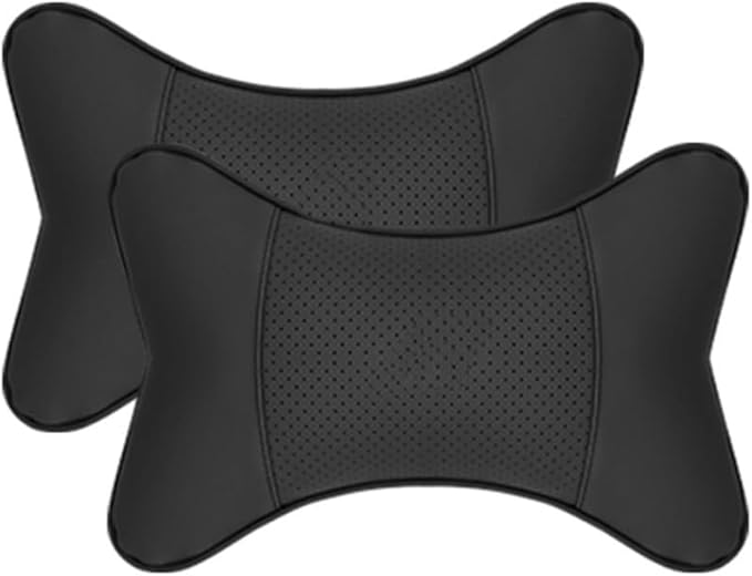 Generic 2 PCS Car Neck Pillow Compatible with BMW 1 2 3 4 5 6 7 Series X1 X2 X3 X4 X5 X6 X7 Accessories, Car Soft PU Leather Headrest Neck Support