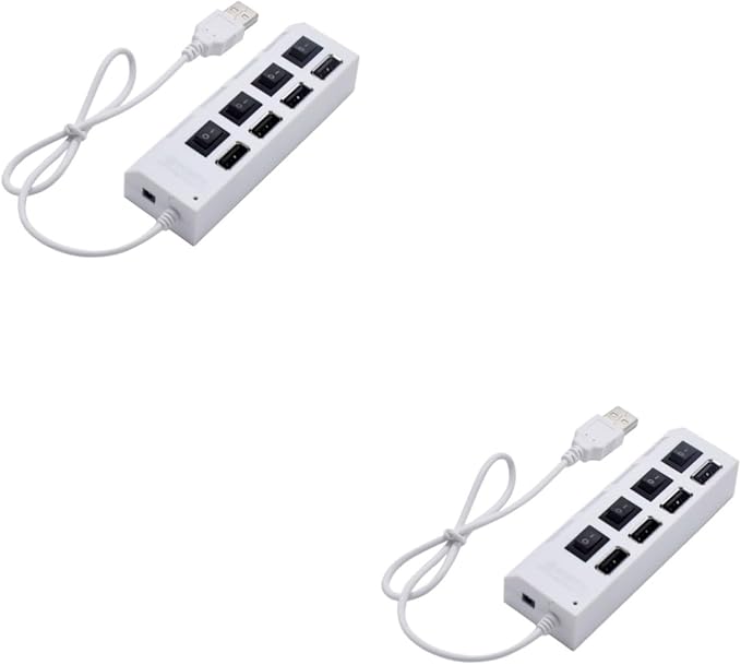 HOMSFOU 2pcs USB Hub Port Independent USB Divider for Easy Device Connectivity Office School Compact Design Built Cable