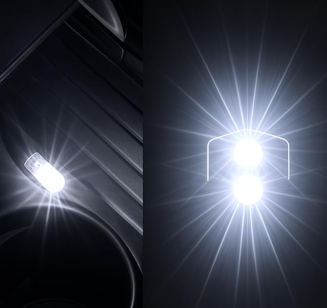 ICBEAMER USB Interface Miniature Night Light 1-Pack (White) | Universal Plug-in LED for Car Interior and Trunk Ambient Atmosphere