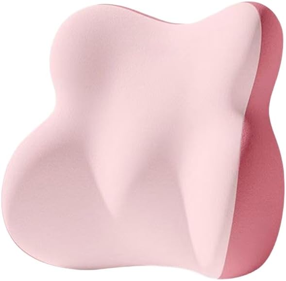 NIRA Memory Foam Lumbar Support Pillow, Back Cushion for Office Chair and Car, Gray (Pink)