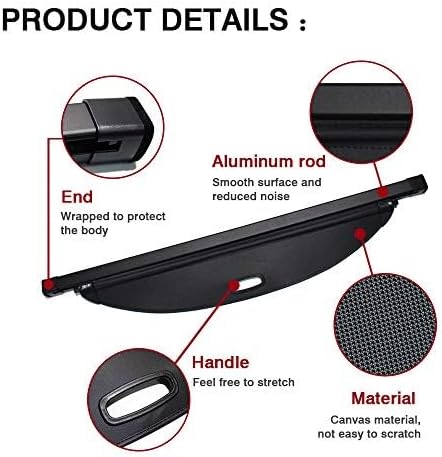 Powerty Retractable Cargo Cover for 2015-2018 Hyundai Santa Fe Sport, Canvas Texture Trunk Cover Privacy Screen Rear Security Shade for Santa Fe Sport Accessories(Not for Santa Fe)