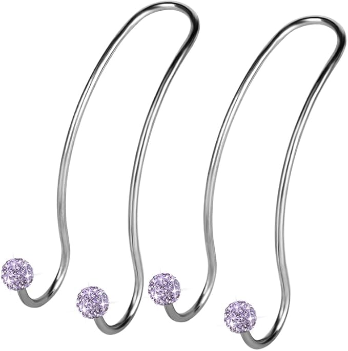 SAVORI Auto Hooks Bling Car Hangers Organizer Seat Headrest Hooks Strong and Durable Backseat Hanger Storage Universal for SUV Truck Vehicle 2 Pack (Light Purple)