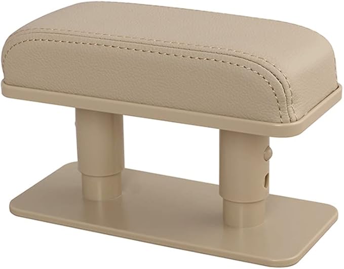 JEYODA Car Armrest Pad, Left Elbow Support, General Leather Booster Pad, Central Armrest Box, Adjustable Armrest (Beige)