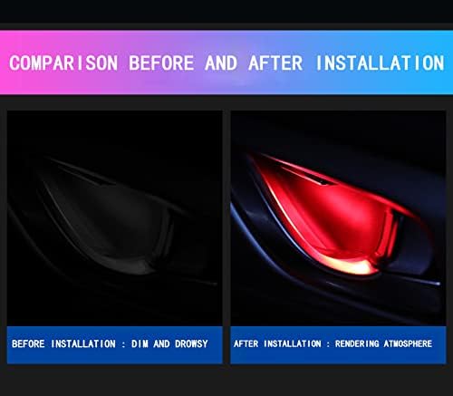 Automotive Door Handle Lights,12V 4pcs LED Interior Lights Multicolor Universal Fit for Car Interior Atmosphere Light (Red)