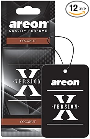 AREON X AXV04 Hanging Best Car Air Freshener Coconut Scent, Paper Hanging Ornaments, Long Lasting Scent for Car or Home 12 Pack