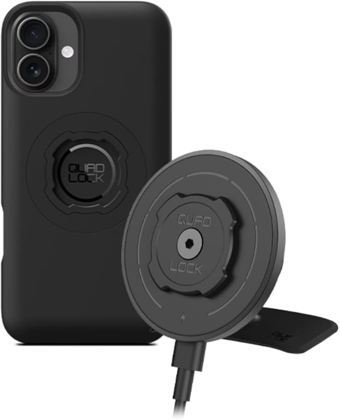 Quad Lock Adhesive Dashboard/Console Car Phone Holder Kit with MAG Wireless Charging Head V2 and MAG Phone Case for iPhone 16 Plus