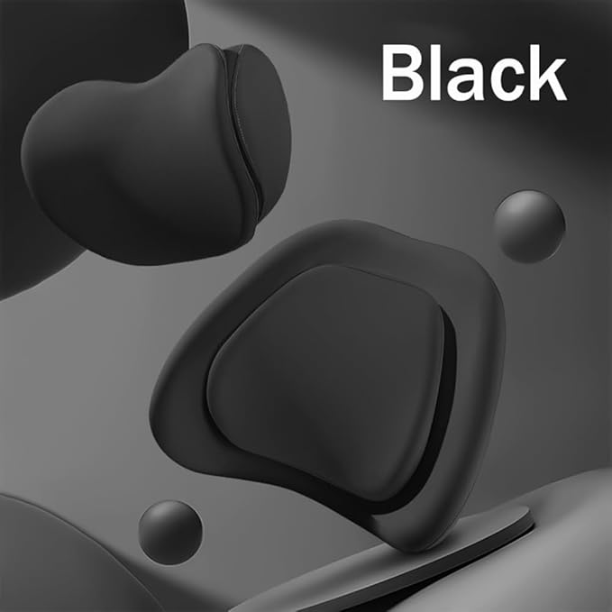 Car Headrest Lumbar Support Cushion for VW Golf VIII VI V IV III II I Mk 8 7 6 5 4 3 R GTE/GTI/GTD/Clubsport 45, Memory Foam Relieve Fatigue Breathable Car Seat Neck Pillow,Black-Set