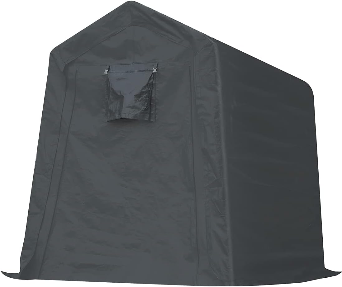 ADVANCE OUTDOOR 6x8 ft Outdoor Portable Storage Shelter Shed with 2 Roll up Zipper Doors & Vents Carport for Motorcycle Waterproof and UV Resistant Portable Garage Kit Tent, Gray