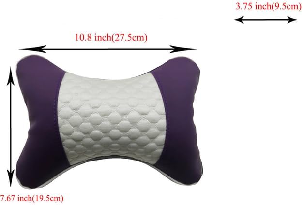 Car Neck Pillows Both Side Pu Leather 2pieces Pack Headrest Fit for Most Cars Filled Fiber Universal Car Pillow (Purple)