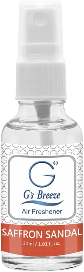 G's Breeze Saffron Sandal Air Freshener – Exotic Blend of Sandalwood & Saffron – Enrich Your Home, Car, and Office With Rich Woody Aroma – Create a Long-Lasting and Inviting Atmosphere Anywhere
