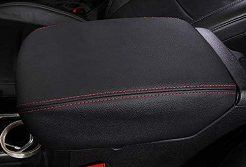 Nicebee Leather Center Console Armrest Cushion Pad Guard Cover for Jeep Wrangler JL 2018+ (Black/Red Line)